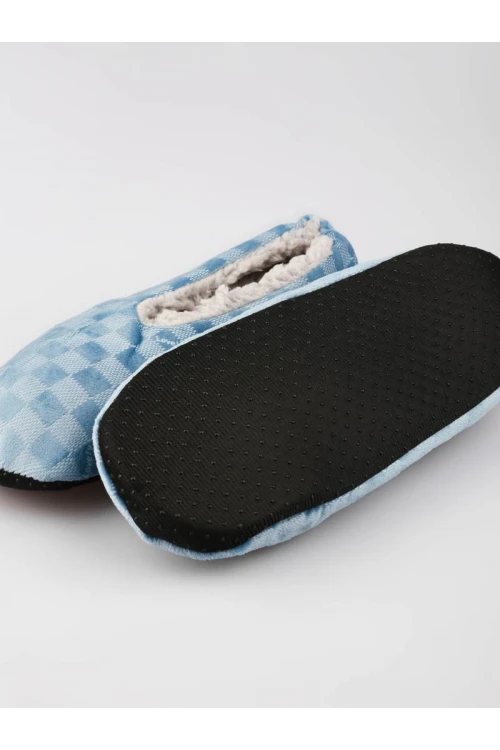 حذاء منزل كاروهات مبطن بالفرو