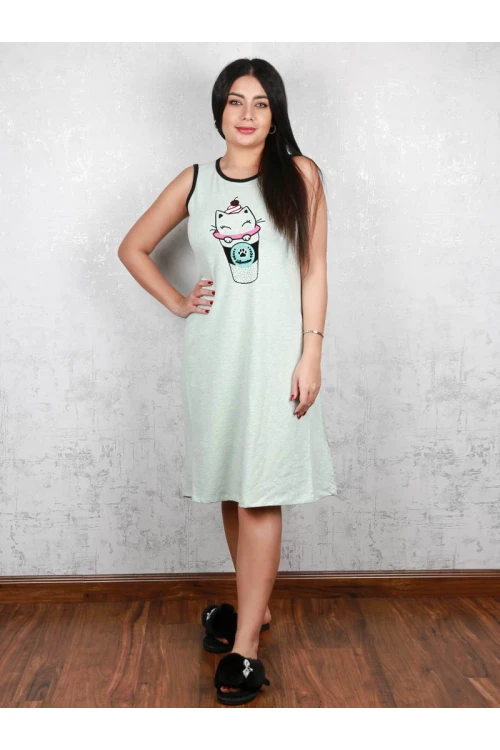 قميص قصير دون أكمام  مزين بطبعات