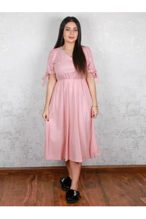 فستان قصير بخصر مطاطي و أكمام قصيرة