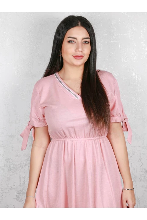 فستان قصير بخصر مطاطي و أكمام قصيرة