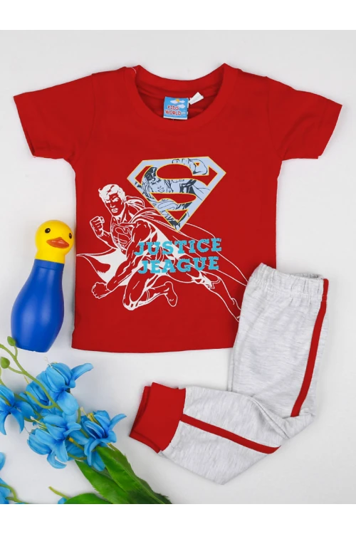 بنطلون مع تيشيرت بطبعات سوبر مان