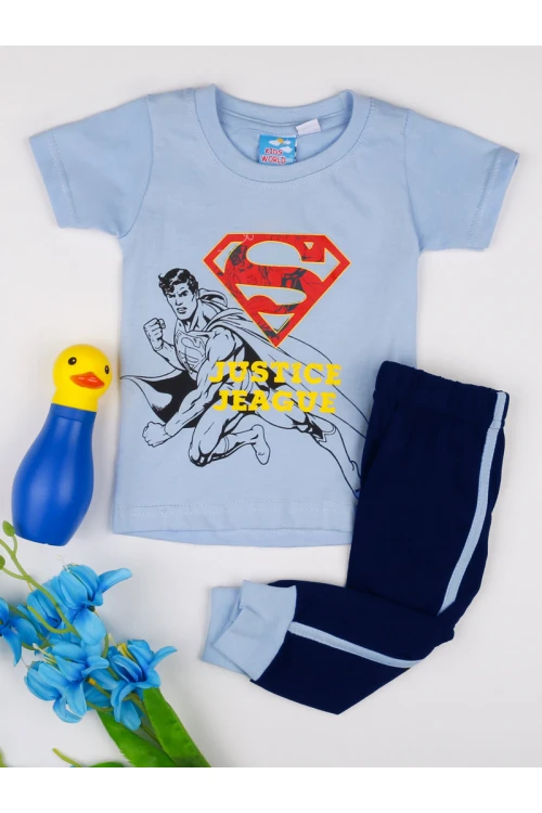 بنطلون مع تيشيرت بطبعات سوبر مان