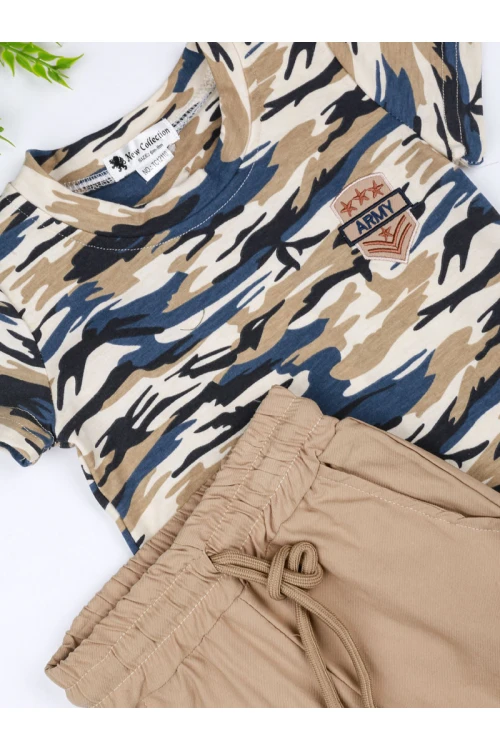 طقم تيشيرت مزخرف مع بنطلون بخصر مطاطي