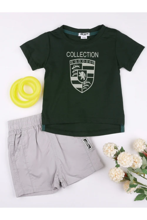 شورت سادة بخصر مطاطي مع تيشيرت بياقة ضيقة