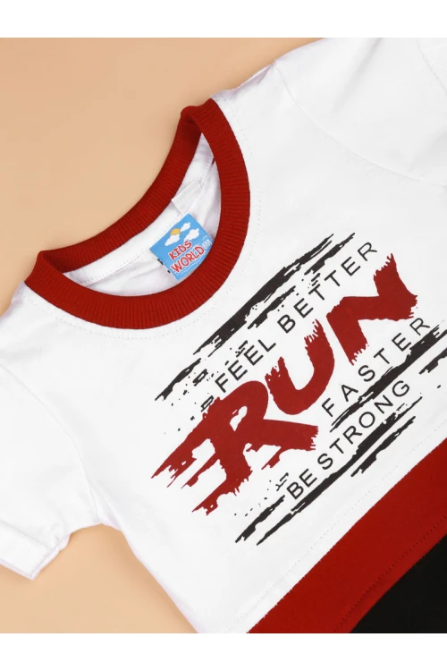 طقم بنطلون رياضي مع تيشيرت بأكمام قصيرة