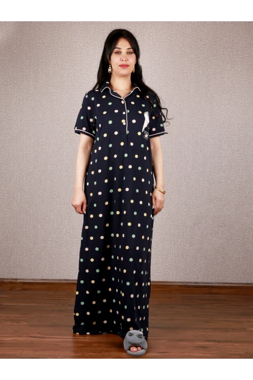 قميص طويل منقط بأزرار إغلاق