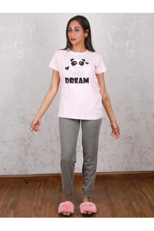 بيجاما بنطلون و تيشيرت مزين بطباعة باندا