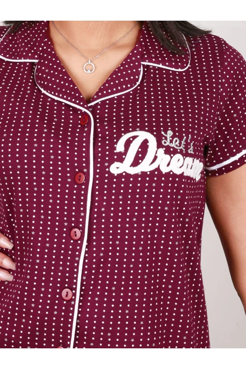 بيجاما منقطة بأزرار إغلاق