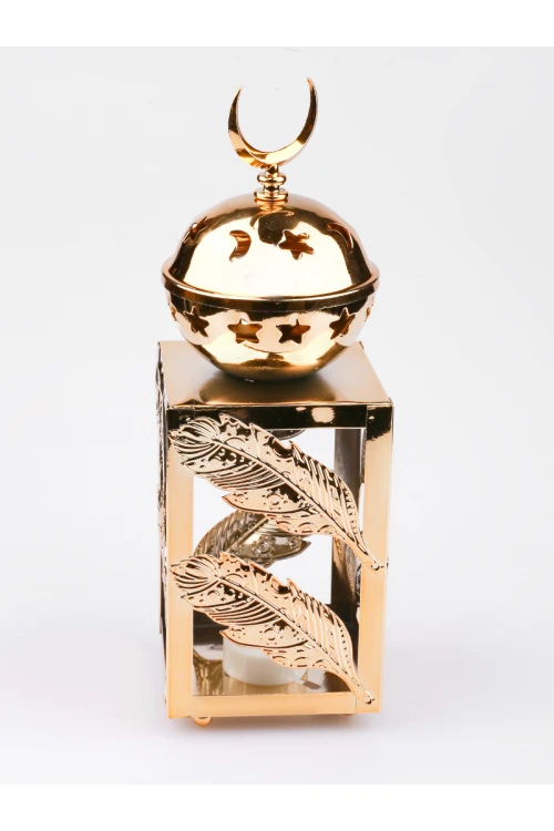 فانوس مربع مزين بورق شجر