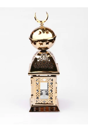 فانوس ذهبي اسطواني مع غطاء