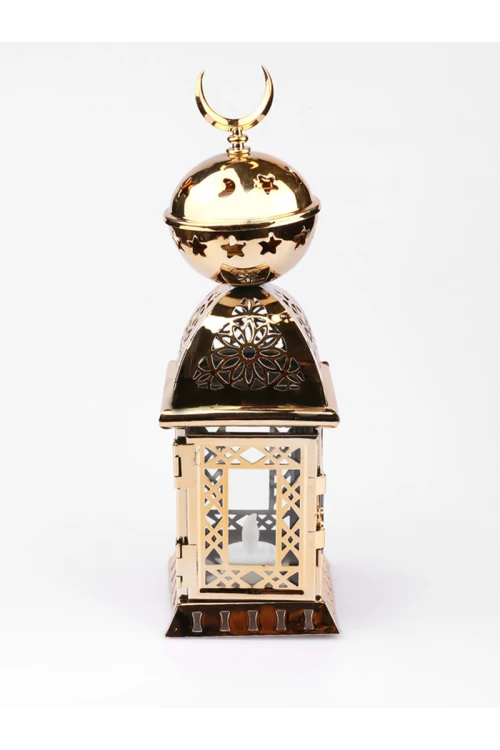 فانوس ذهبي اسطواني مع غطاء