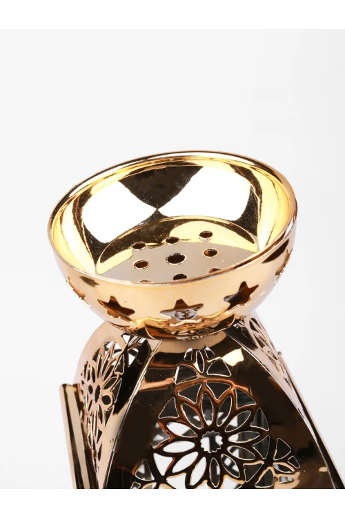 فانوس ذهبي اسطواني مع غطاء