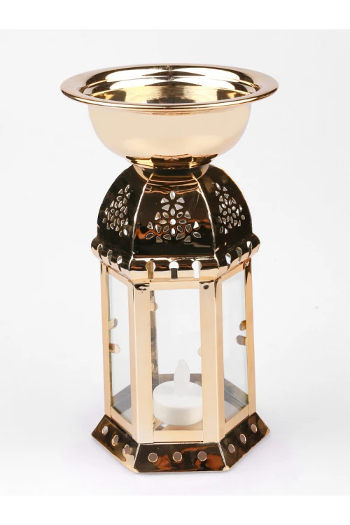 فانوس ميتاليك بمقبض وتصاميم مفرّغة