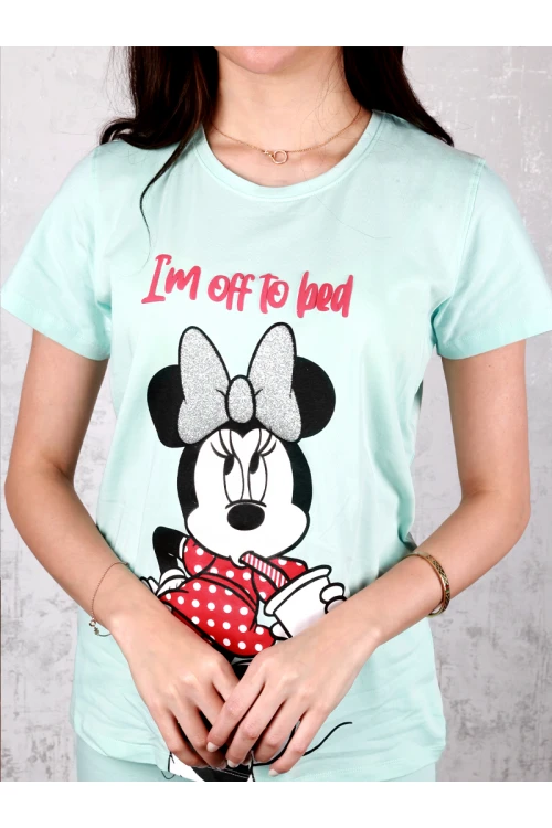 بيجاما بنطلون بأطراف مطاطية مع تيشيرت ميكي ماوس