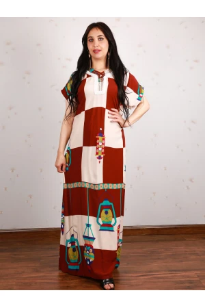 جلابية بأكمام قصيرة و طبعات