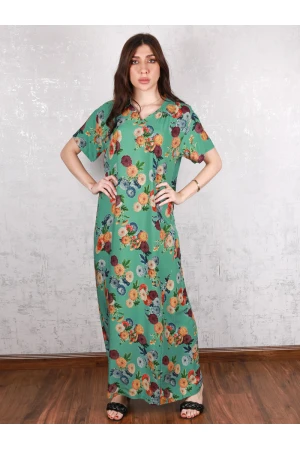 جلابية مزينة بالزهور و أكمام قصيرة