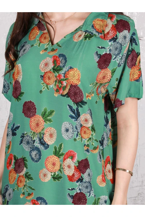 جلابية مزينة بالزهور و أكمام قصيرة