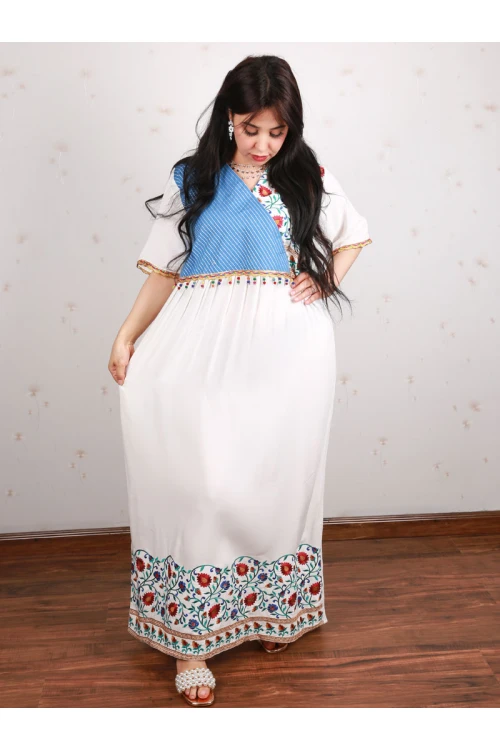 جلابية طويلة بأكمام قصيرة و طبعات