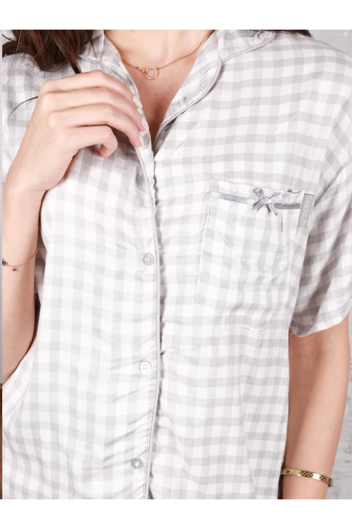 بيجاما كاروهات بأزرار إغلاق