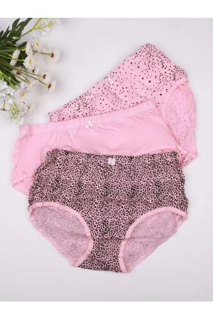 طقم سراويل داخلية سادة مع مزخرف - 3 قطع