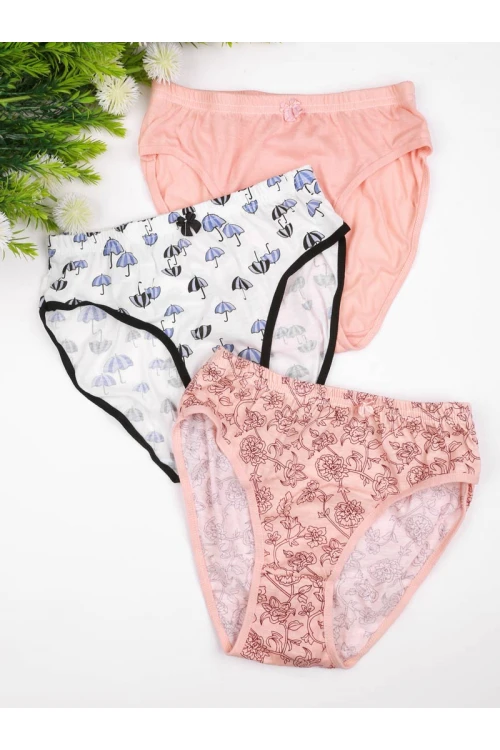 طقم سراويل داخلية بطبعات - 3قطع