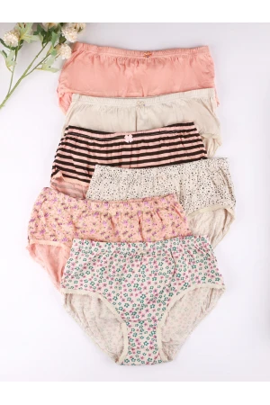 طقم سراويل داخلية بخصر مطاطي -6 قطع