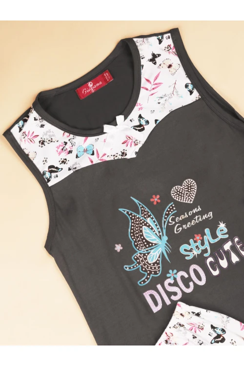 شورت بطبعات زهور مع تيشيرت دون أكمام