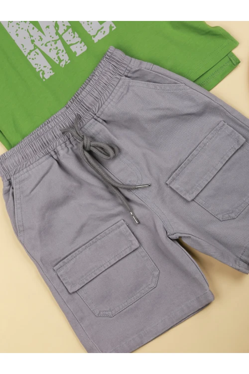 طقم شورت سادة مع تيشيرت بطبعات كتابة