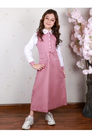 مريول مع قميص بحزام خصر ربط و جيوب أمامية