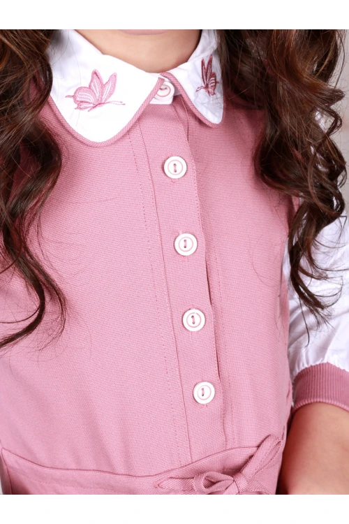 مريول مع قميص بحزام خصر ربط و جيوب أمامية