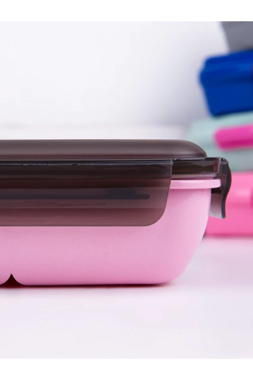 صندوق غداء مقسم مع أدوات طعام