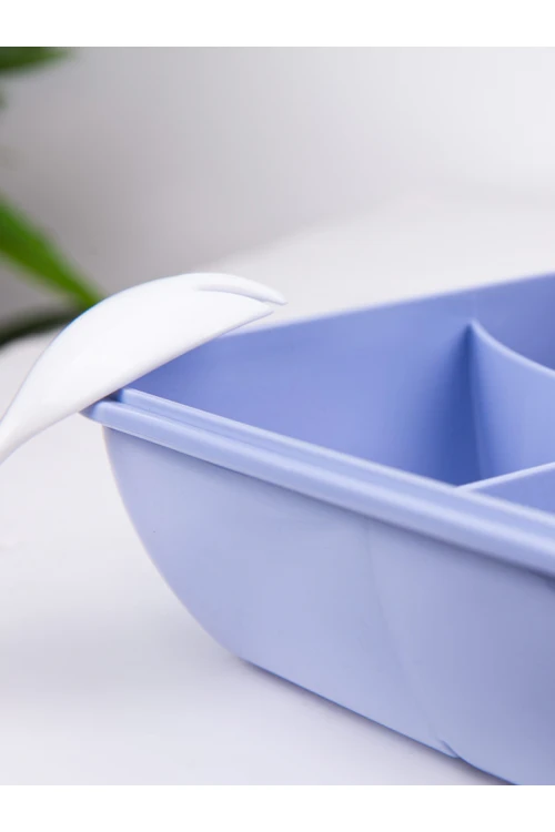 صندوق غداء مقسم مع أدوات طعام