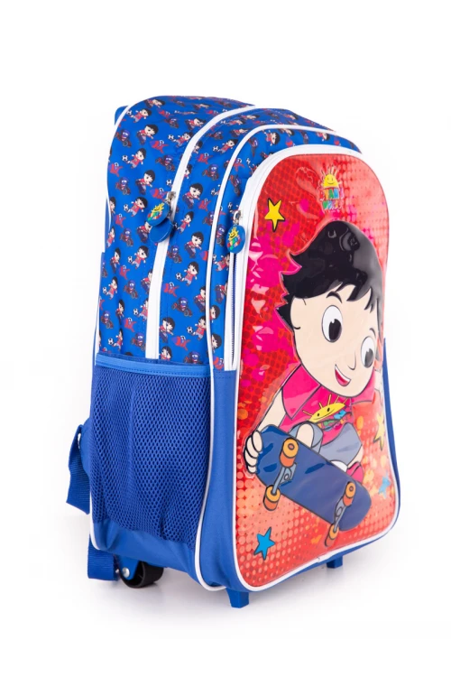 شنطة ظهر مدرسية مع عجلات وسحاب إغلاق - 5 قطع