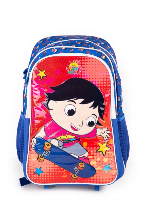 شنطة ظهر مدرسية مع عجلات وسحاب إغلاق - 5 قطع