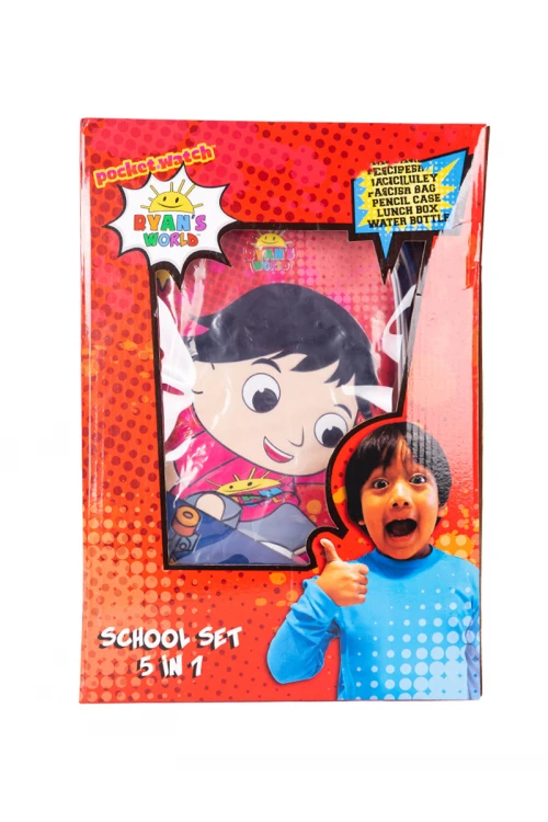 شنطة ظهر مدرسية مع عجلات وسحاب إغلاق - 5 قطع