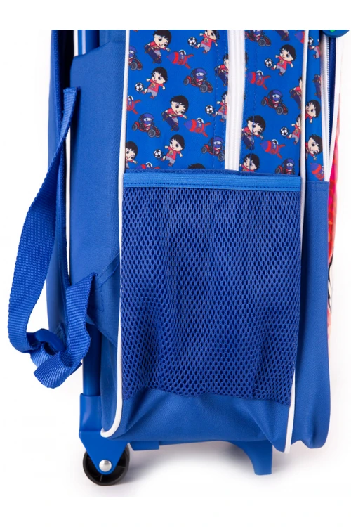 شنطة ظهر مدرسية مع عجلات وسحاب إغلاق - 5 قطع