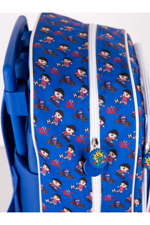 شنطة ظهر مدرسية مع عجلات وسحاب إغلاق - 5 قطع