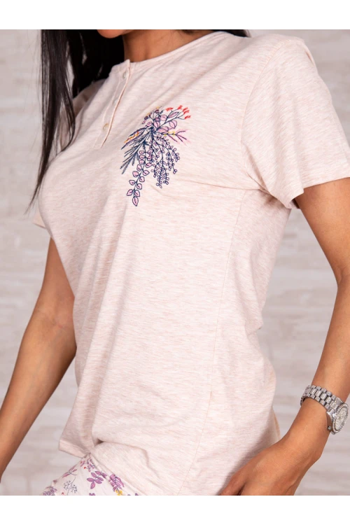 بيجاما بنطلون بطبعات مع تيشيرت بأزرار