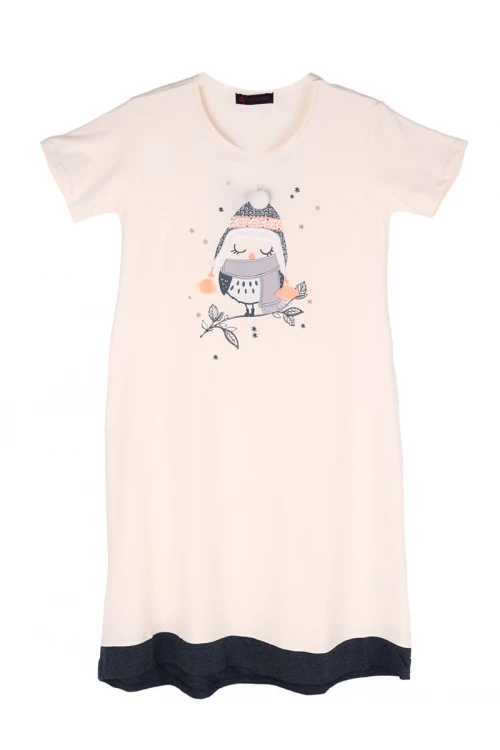 قميص نسائي قصير مزين بطباعة