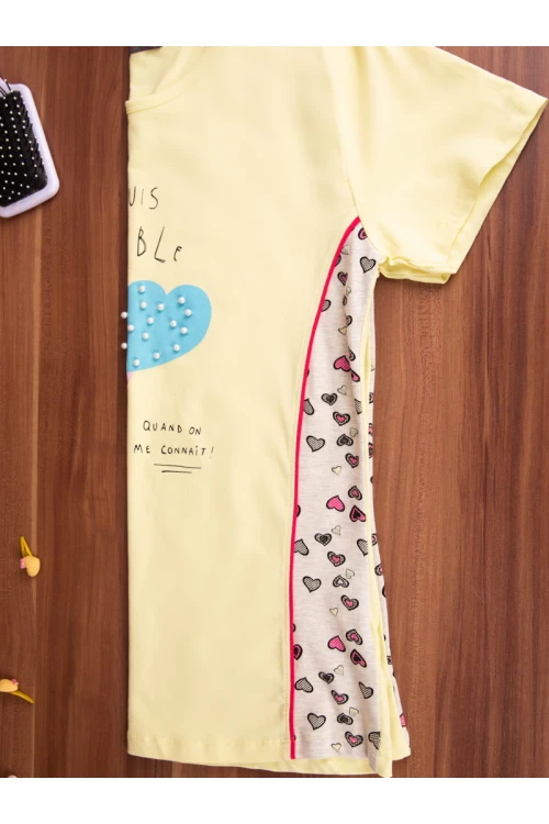 بيجاما بنطلون بطبعات قلب مع تيشيرت