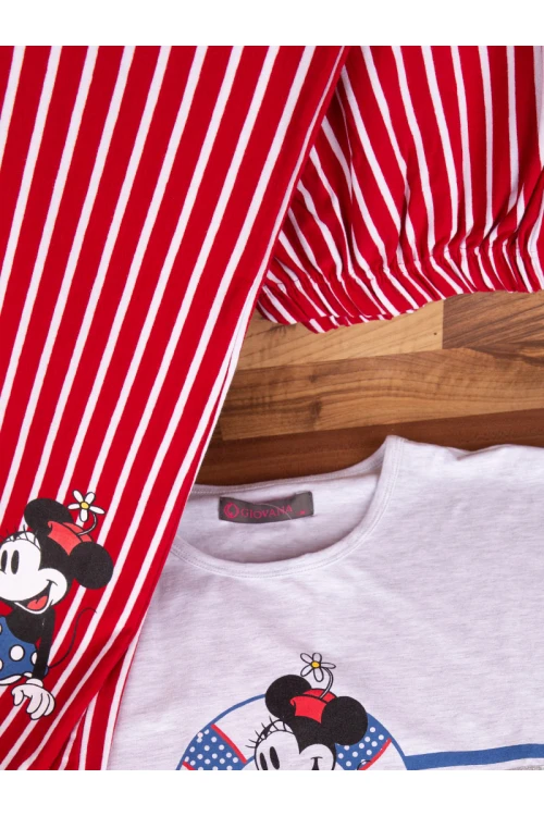 بيجاما بنطلون مقلم مع تيشيرت بطبعات ميكي ماوس