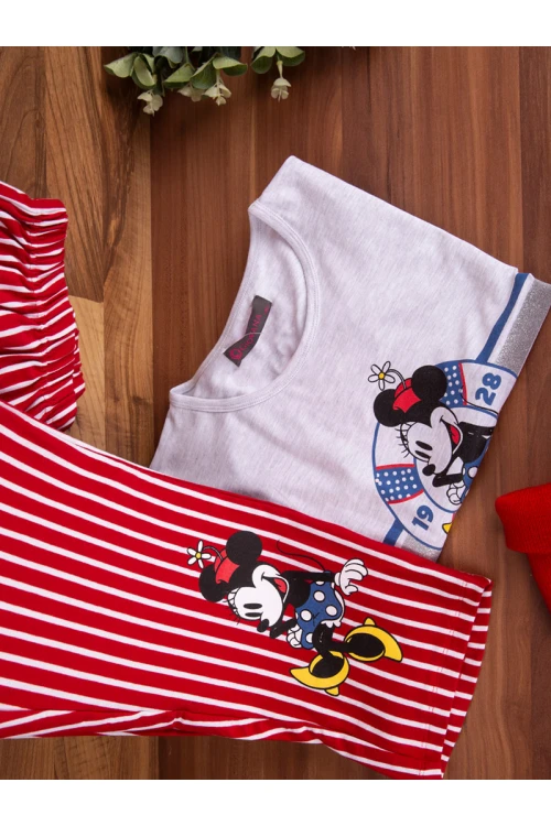 بيجاما بنطلون مقلم مع تيشيرت بطبعات ميكي ماوس