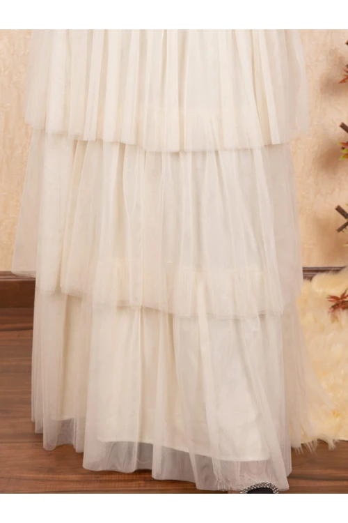 فستان طبقات بقصة جاكيت مع حزام