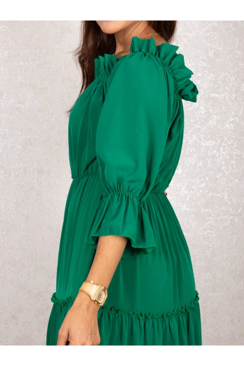 فستان طويل بطبقات و خصر مطاطي