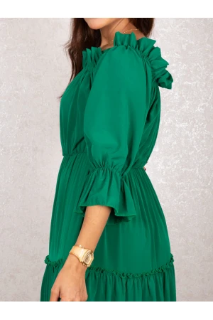 فستان طويل بطبقات و خصر مطاطي