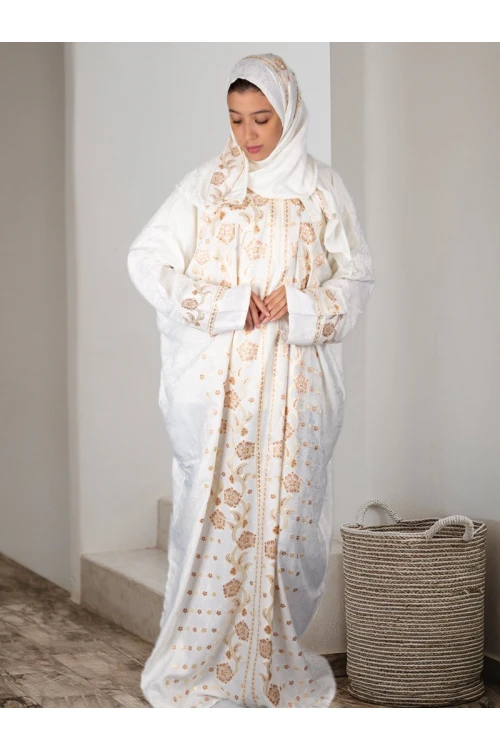 شرشف صلاة مع طرحة بسحاب إغلاق مزين بالزهور