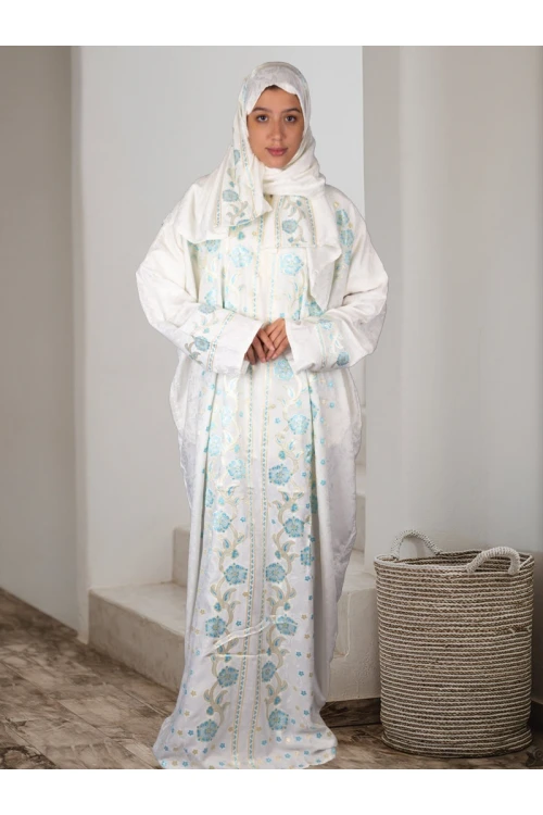 شرشف صلاة مع طرحة بسحاب إغلاق مزين بالزهور