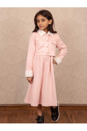 فستان شتوي مخمل بطبعات منقطة