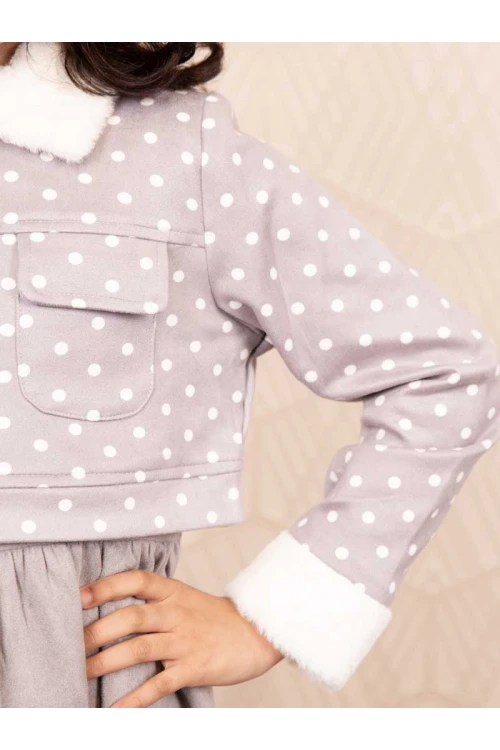 فستان شتوي مخمل بطبعات منقطة