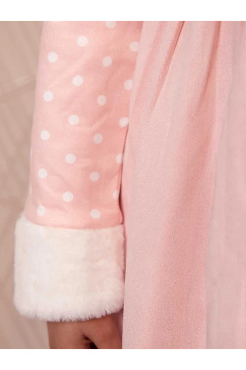 فستان شتوي مخمل بطبعات منقطة